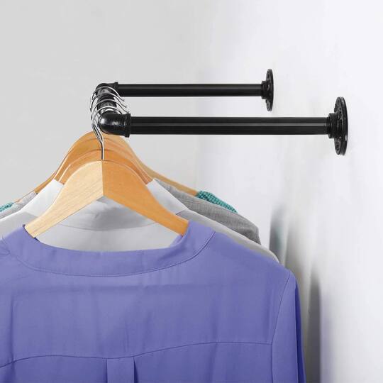 Black Metal Wall Mounted Multi-Purpose Clothing Rack